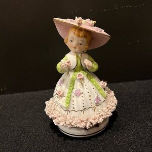 Beautiful Vintage Lefton Woman Figurine in Pink Dress and Hat
